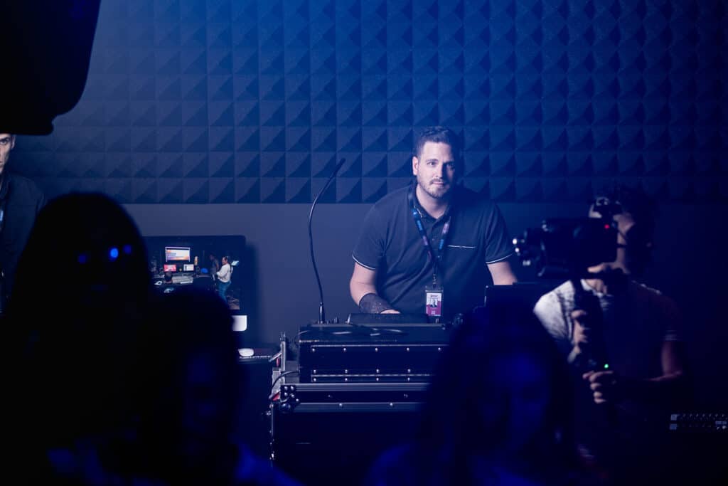 Audio engineer working a live event