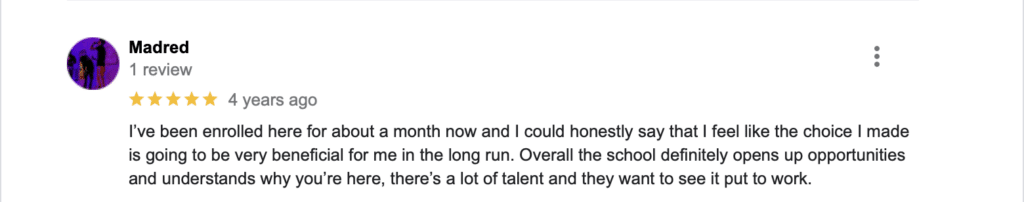 Student Google review