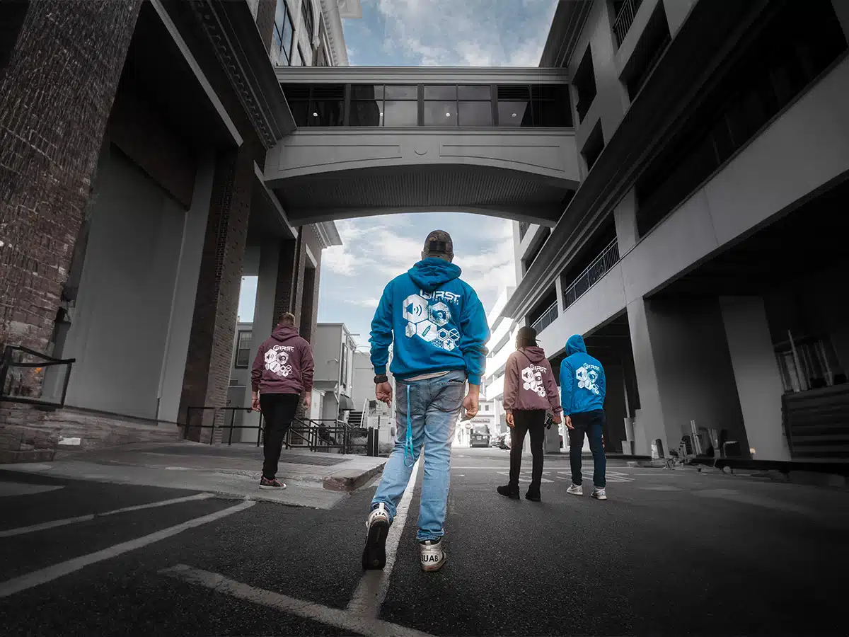 Students heading towards campus