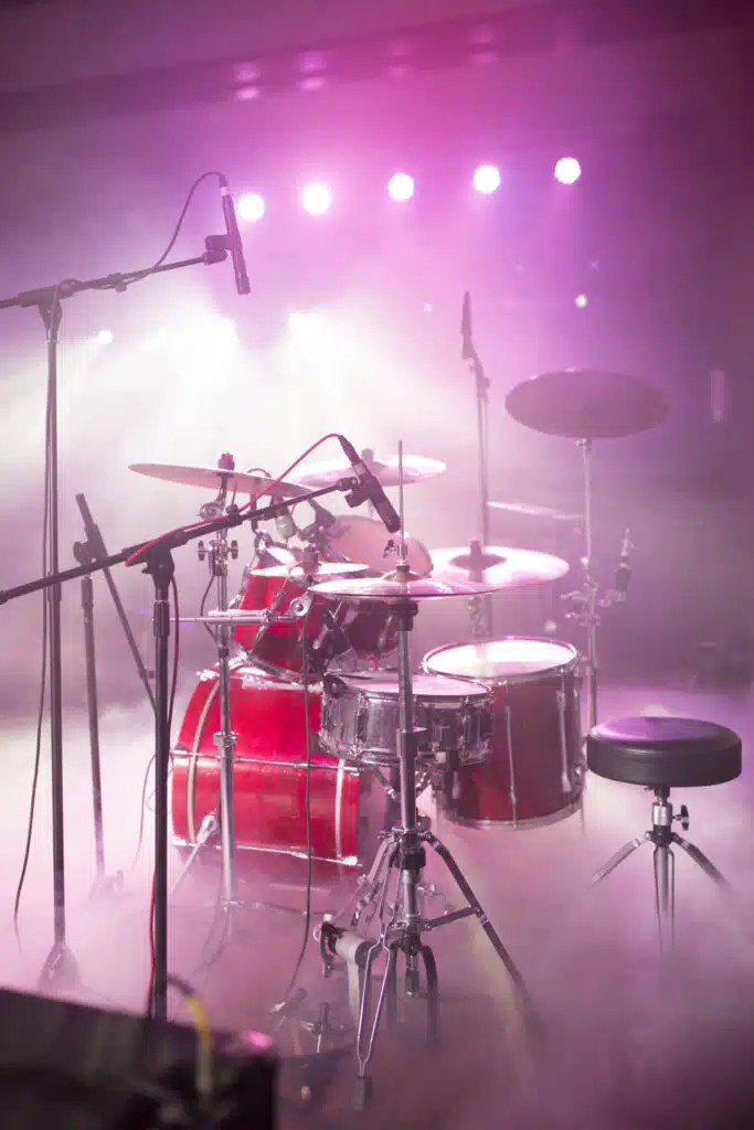 Mics placed around drum set